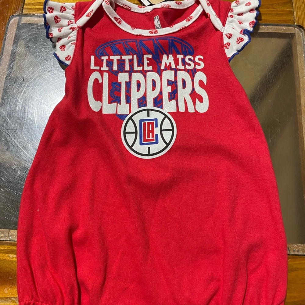 NBA Little Miss Clippers Red Baby Outfit with Basketball Print